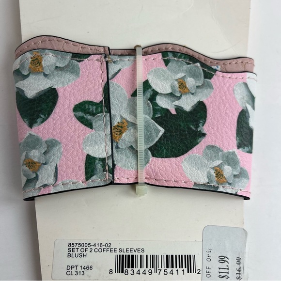 NWT Vie & Rose The Perfect Blend Blush Pink Floral Coffee Sleeves Set of 2 - Picture 7 of 8
